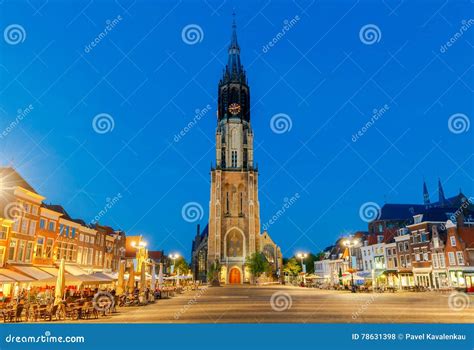 Delft. Market Square. stock photo. Image of church, colorful - 78631398