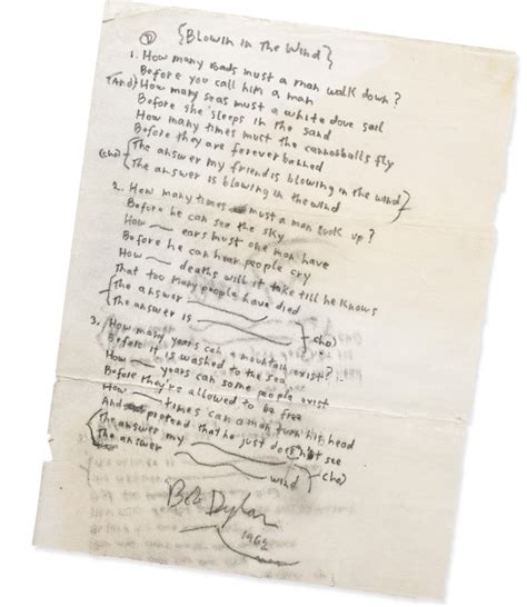 Bob Dylan's Blowin' in the Wind lyrics auction for $324,500