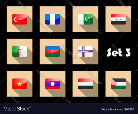 Set of flat flag icons eastern countries Vector Image