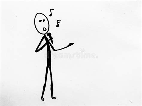 Marker Hand Drawn Illustration. Stickman Figure Singing Stock ...