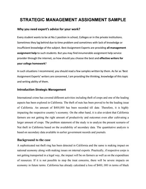 STRATEGIC MANAGEMENT ASSIGNMENT SAMPLE by Emma Watson - Issuu