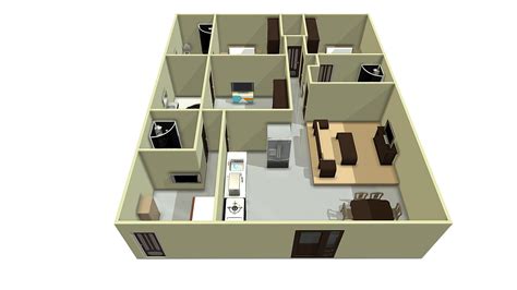 Floor-plan 120m^2 (3Bhk + Servant Quarter) - 3D model by INDRO DESIGNS (@indro1997) [579e904 ...