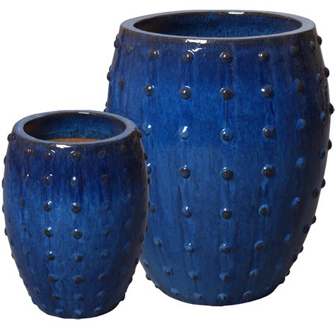 Studded Blue Planters - Mecox Gardens