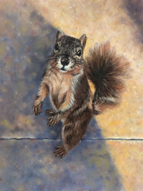 Squirrel Art Original Oil Painting by Sue Killingsworth Framed Art Nature Art Critters Shadows ...