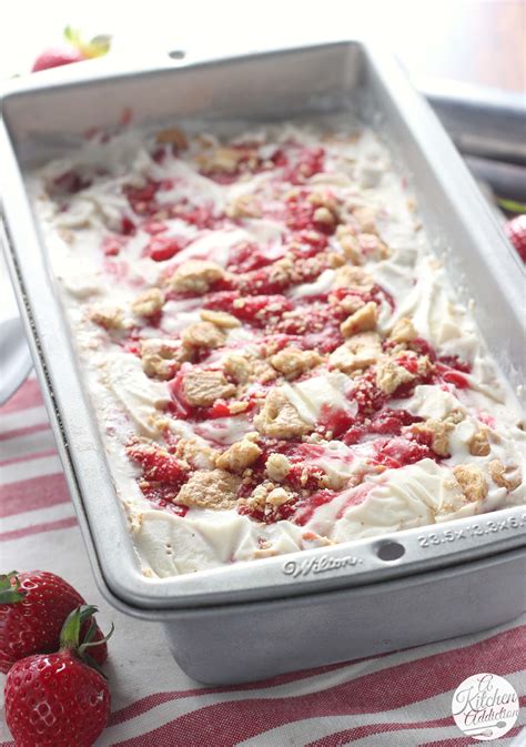 Strawberry Swirled Cheesecake Ice Cream - A Kitchen Addiction