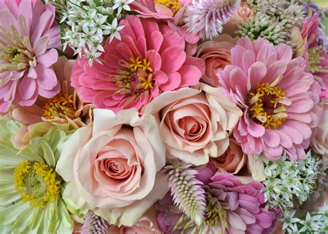 Wedding Flowers from Springwell: Pink Zinninas and Roses for a Late ...