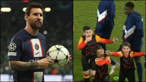 Watch Champions League mascots' in awe of Lionel Messi, PSG star gives them a hug