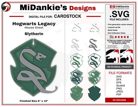 Hogwarts Legacy - Slytherin House Crest - MiDankies Designs