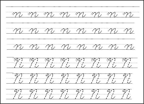 Cursive Handwriting Worksheets - Letter N - My Teaching Library ...