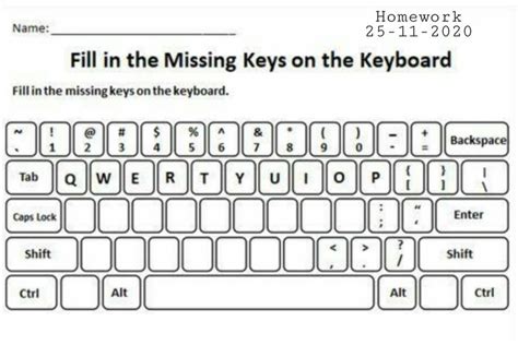 Grade 1 Computer worksheet 'keyboard' missing keys | Computer lab lessons, Computer lessons ...