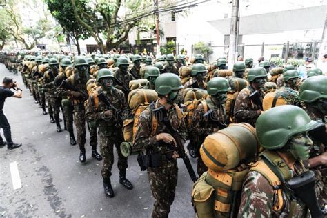 Soldiers of the Brazilian Army March with Special Weapons and ...