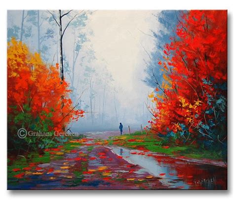 LARGE OIL PAINTING Autumn Landscape Trees Painting - Etsy