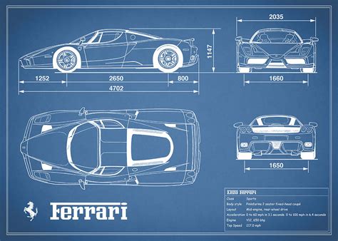 Enzo Ferrari Blueprint by Mark Rogan