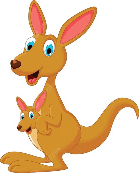 Cute Cartoon Kangaroo Carrying A Cute Joey Baby Aussie Cub Vector, Cute Clipart, Kangaroo ...