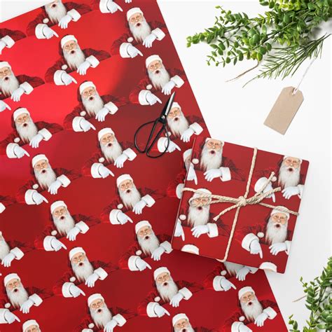 Santa Wrapping Paper, Santa Claus Gift Wrap, Santa's Workshop Wrapping ...