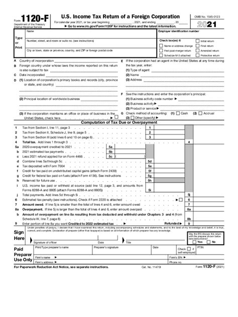 2021 Form IRS 1120-F Fill Online, Printable, Fillable, Blank - pdfFiller