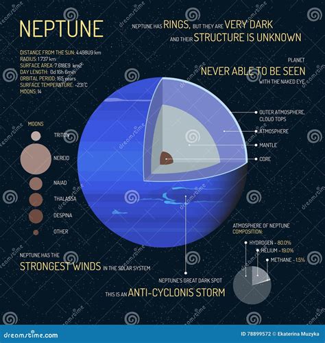 Neptune Detailed Structure with Layers Vector Illustration. Outer Space Science Concept Banner ...