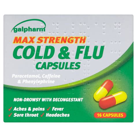 Galpharm Max Strength Cold & Flu Capsules 16 Capsules | Medicines ...