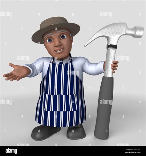 3D Render of Cartoon Butcher Character Stock Photo - Alamy