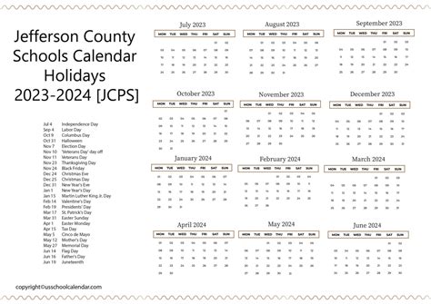 Jefferson County Schools Calendar Holidays 2023-2024 [JCPS]