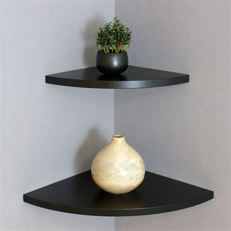 European made floating corner shelves black-double deal – The Shelving Shop