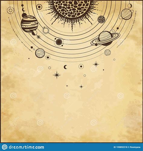 Cosmic Drawing: Stylized Solar System, Orbits, Planets, Space Structure ...