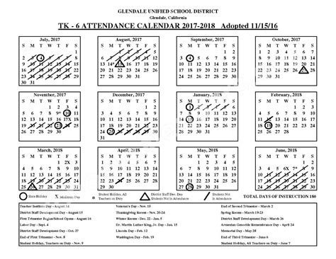 Glendale Unified School District Calendars – Glendale, CA