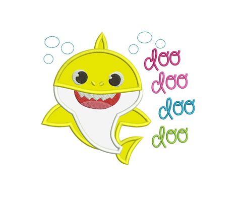 Baby Shark Doo Doo Doo Applique Design | Applique designs, Baby shark ...