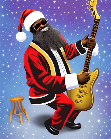 Black Santa Playing Hard Rock Music · Creative Fabrica