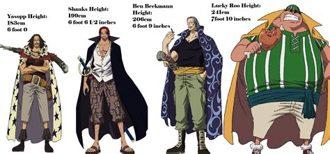 Official heights of the Red Hair Pirates main members, including Shanks (Stated by Oda) : r/OnePiece