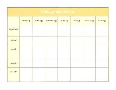 Weekly Meal Planner Template