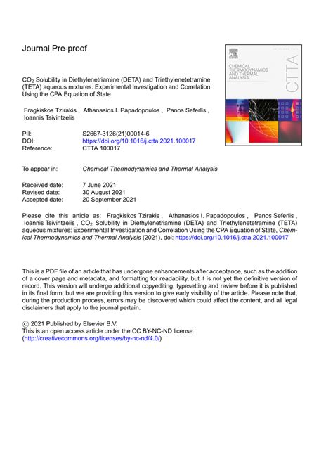 (PDF) CO2 Solubility in Diethylenetriamine (DETA) and ...