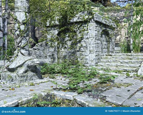 Abandoned Temple Ruins in the Forest 3D Illustration Stock Illustration - Illustration of ...