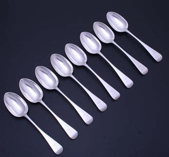 Set of eight Victorian sterling silver dessert spoons : MyFamilySilver.com