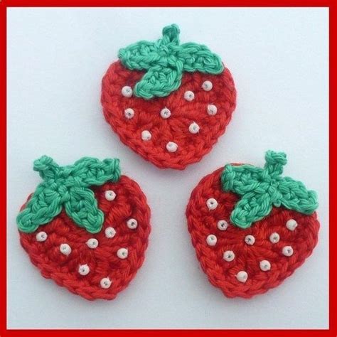 3 Strawberry crochet appliques | Crochet motif, Crochet projects ...