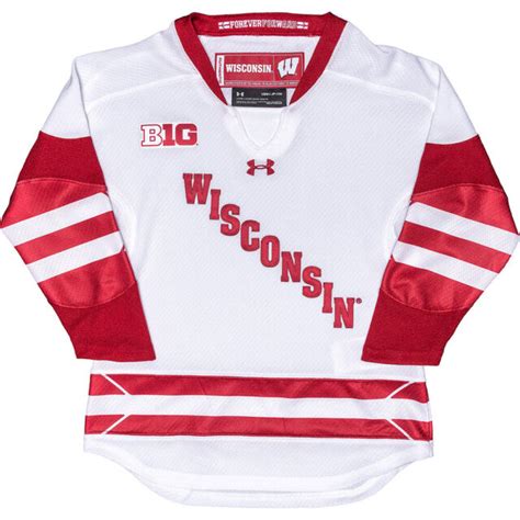 Wisconsin Badgers Hockey Jersey YOUTH LARGE NWT NEW SEWN White Under Armour | eBay