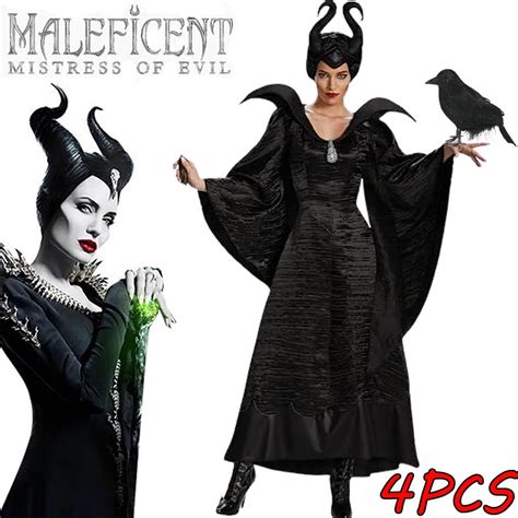 Maleficent Adult Costume: Wicked Dark Plus Size Evil Queen Cosplay with ...