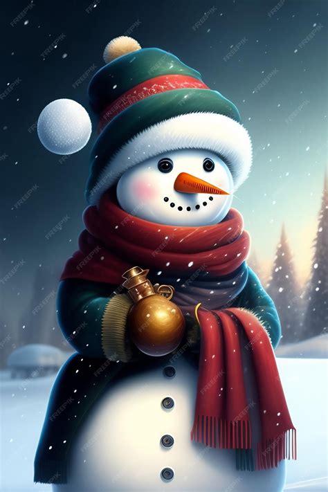 Premium AI Image | A snowman in a winter scene