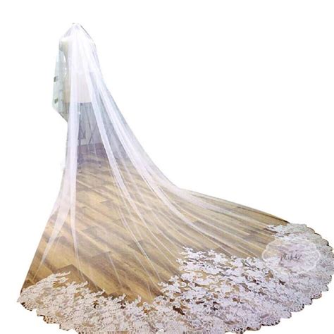 Buy The Bridal Veil White Lace Wedding Veil High-end Long Tail Veils ...