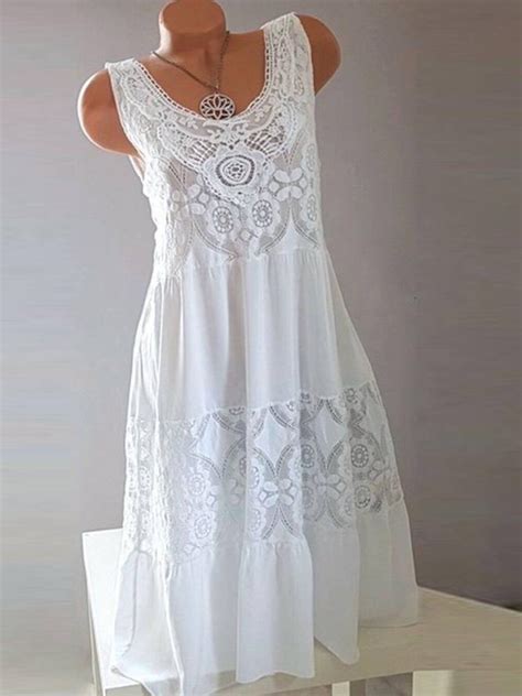 White Cotton Sleeveless Dresses | noracora