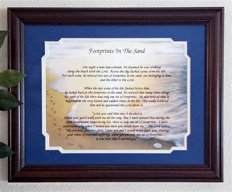 Footprints in the Sand Poem Frame Gift Framed Christian Art | Etsy