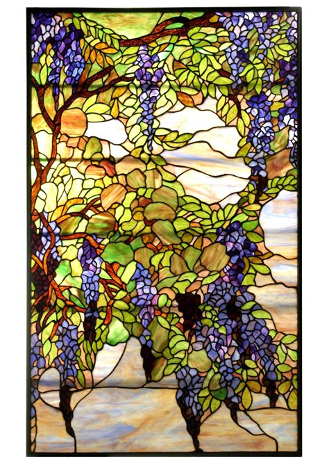 Meyda 25.5"W X 42"H Tiffany Wisteria & Snowball Stained Glass Window | Wisteria stained glass ...