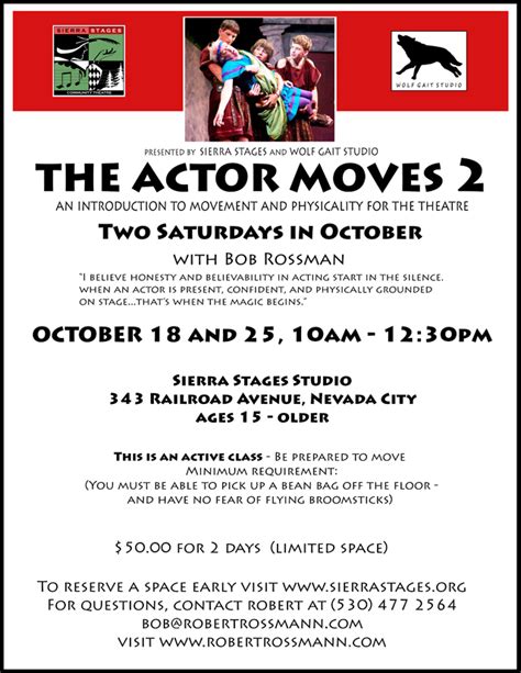 Theatre Workshop Oct 18 & 25 - Nevada City California