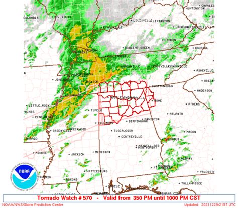 NWS Issues Tornado Watch North Of Tuscaloosa