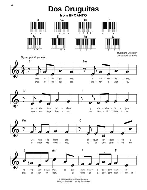 Dos Oruguitas (from Encanto) by Lin-Manuel Miranda Sheet Music for Super Easy Piano at Sheet ...