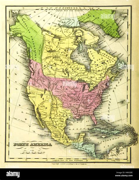 Map North America, 19th century engraving Stock Photo - Alamy