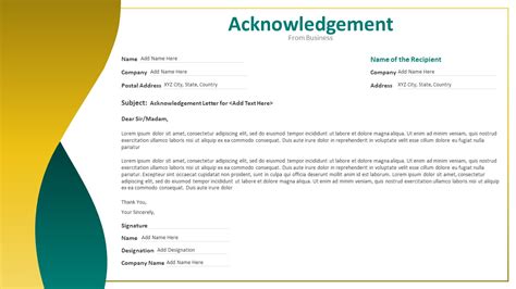 Acknowledgement Letter for Business PowerPoint Template