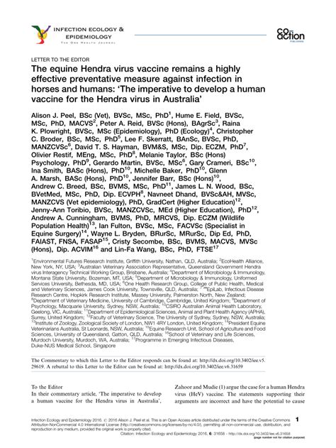 (PDF) The equine Hendra virus vaccine remains a highly effective ...