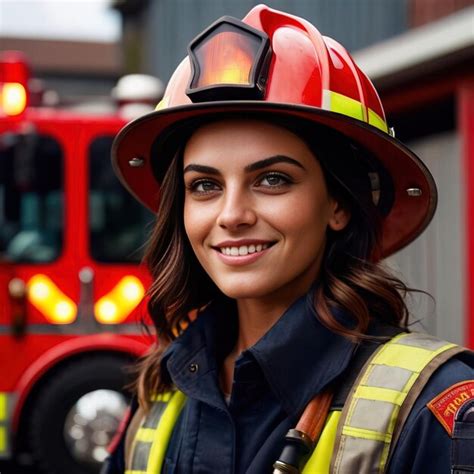 Premium Photo | Woman firefighter smiling