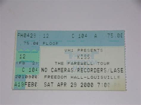 KISS Band Ticket Stub Apr 29 2000 Farewell Concert Tour Louisville Kentucky - Rock City Collectibles